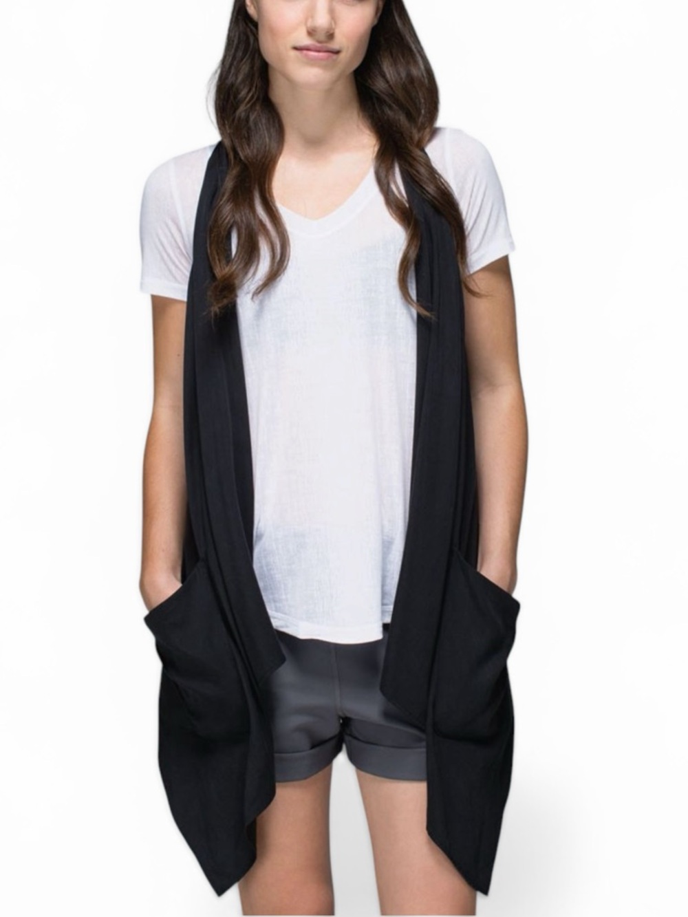 lululemon athletica Tranquility Black Draped Pocket Wrap Vest